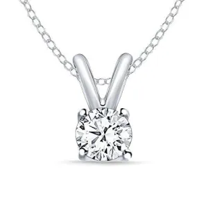 EternalDia 1/4 ct Round Diamond Pendant Necklace 14k White Gold (0.25cttw, IJ,I2-I3) 18"