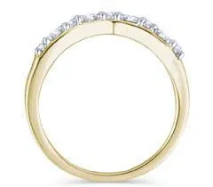 EternalDia 1/4 cttw Baguette and Round Diamond Curved Wedding Band in 14K Gold (IJ/I1-I2)
