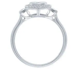 EternalDia 1/5 Cttw Round Diamond Heart Shape Promise Ring In 10K White Gold (IJ/I2)