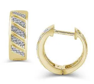 EternalDia 1/8 cttw Diamond Multi-Row Hinged Hoop Earrings in 10K Gold (IJ/I2-I3)