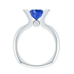 EternalDia 2 Ct Blue D/VVS1 Diamond 14k Sterling Silver Tab-Prong Tension Solitaire Ring