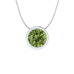 EternalDia 2 Ct Peridot Solitaire Pendant Necklace Bezel Set With 18 Inch Chain