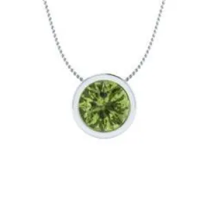 EternalDia 2 Ct Peridot Solitaire Pendant Necklace Bezel Set With 18 Inch Chain