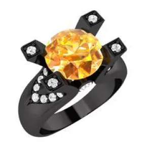 EternalDia 2Ct D/VVS1 Yellow Diamond 14k Sterling Silver Tab-Prong Tension Solitaire Ring