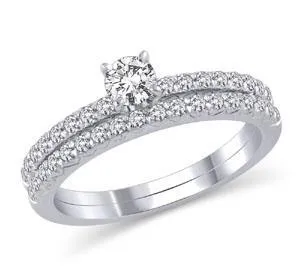 EternalDia 5/8 CT. T.W. Diamond Solitaire Engagement Bridal Set in 14K White Gold (HI/I2)