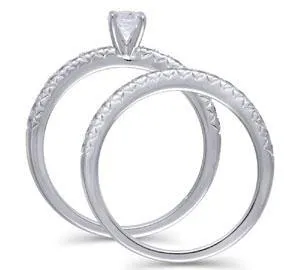 EternalDia 5/8 CT. T.W. Diamond Solitaire Engagement Bridal Set in 14K White Gold (HI/I2)