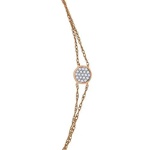 EternalDia IGI Certified 10k Rose Gold Diamond Accent Multi Strand Circle-Shape Extendable Bracelet (0.06 Cttw)