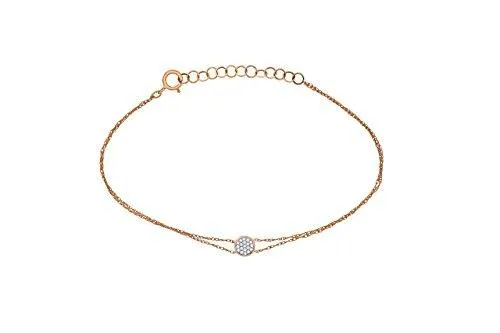 EternalDia IGI Certified 10k Rose Gold Diamond Accent Multi Strand Circle-Shape Extendable Bracelet (0.06 Cttw)