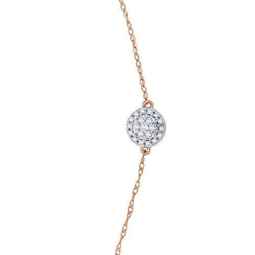 EternalDia IGI Certified 10k Rose Gold Round Natural Diamond Halo Frame Extendable Fashion Bracelet (0.1 Cttw)