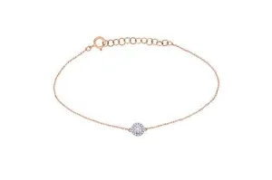EternalDia IGI Certified 10k Rose Gold Round Natural Diamond Halo Frame Extendable Fashion Bracelet (0.1 Cttw)