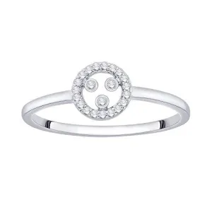 EternalDia IGI Certified Open-Circle Round Diamond Accent Fashion Ring in 10K White Gold (0.07 Cttw)