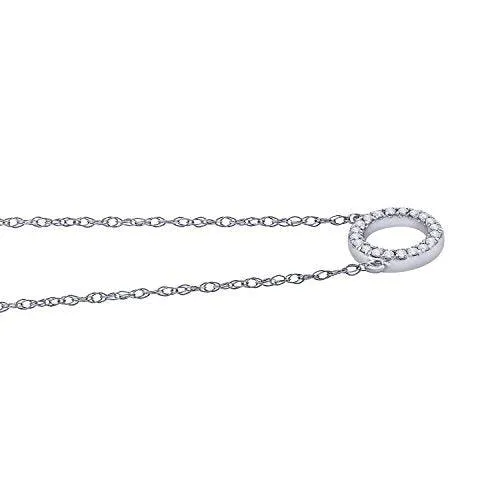 EternalDia IGI Certified Open Circle Round Diamond Accent Pendant Necklace in 10Kt White Gold (0.05 Cttw)