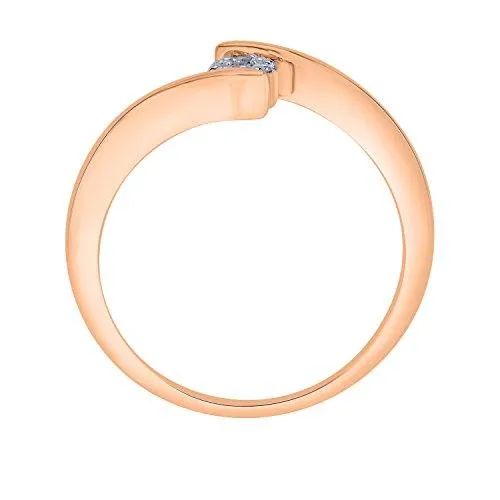EternalDia IGI Certified Round Diamond Accent Flower Cluster Bypass Engagement Promise Ring 10K Rose Gold (0.08 Cttw)
