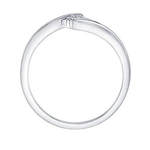 EternalDia IGI Certified Round Diamond Accent Flower Cluster Bypass Engagement Promise Ring 10K White Gold (0.06 Cttw)