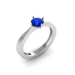 EternalDia Round 0.25 Ct Blue D/VVS1 Diamond 14k Finish Sterling Silver Solitaire Band Ring