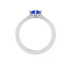 EternalDia Round 0.25 Ct Blue D/VVS1 Diamond 14k Finish Sterling Silver Solitaire Band Ring