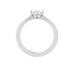 EternalDia Round 0.25Ct White D/VVS1 Diamond 14k Finish Sterling Silver Solitaire Band Ring