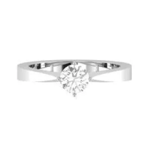 EternalDia Round 0.25Ct White D/VVS1 Diamond 14k Finish Sterling Silver Solitaire Band Ring