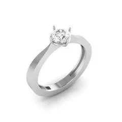 EternalDia Round 0.25Ct White D/VVS1 Diamond 14k Finish Sterling Silver Solitaire Band Ring