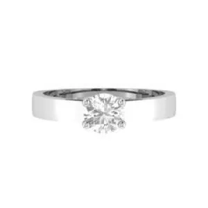 EternalDia Round 1 Ct D/VVS1 White Diamond 14k Finish Sterling Silver Solitaire Band Ring