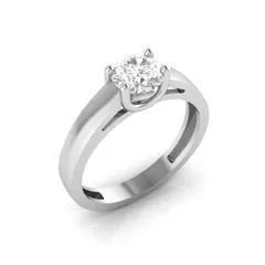 EternalDia Round 1 Ct D/VVS1 White Diamond 14k Finish Sterling Silver Solitaire Band Ring
