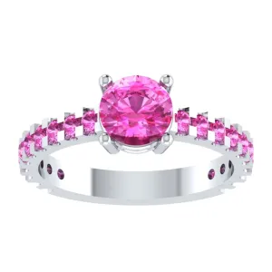 EternalDia Round 4.2 Ct Red D/VVS1 Diamond 14k Finish Sterling Silver Solitaire Band Ring