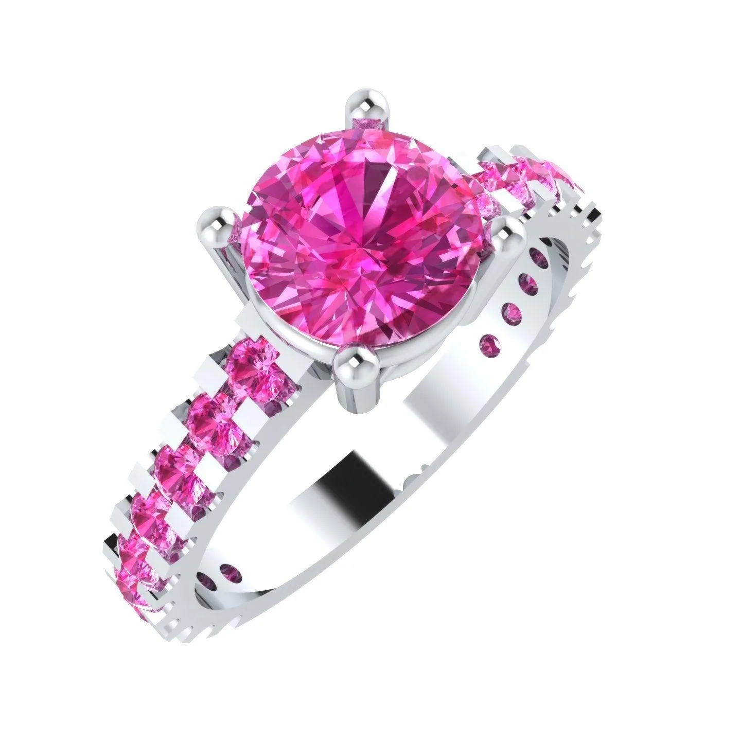 EternalDia Round 4.2 Ct Red D/VVS1 Diamond 14k Finish Sterling Silver Solitaire Band Ring