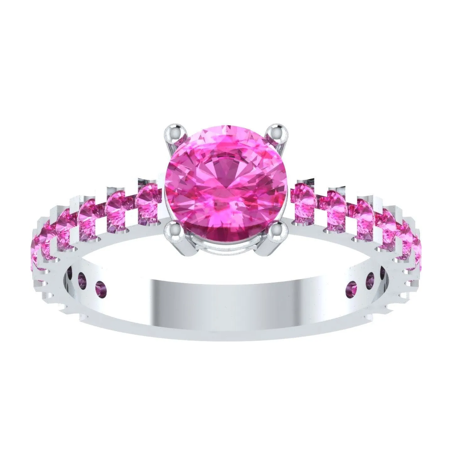 EternalDia Round 4.2 Ct Red D/VVS1 Diamond 14k Finish Sterling Silver Solitaire Band Ring
