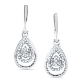 EternalDia Round Diamond Pear Drop Earrings