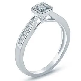 EternalDia Round Diamond Promise Ring With Miracle Plate