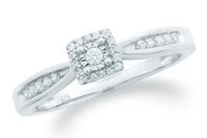 EternalDia Round Diamond Promise Ring With Miracle Plate