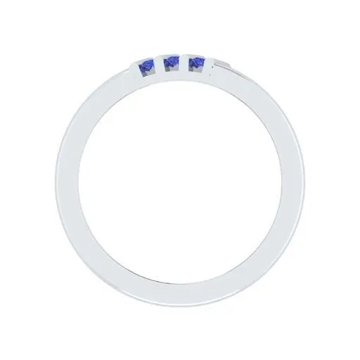 EternalDia Round Shape 0.5 Ct D/VVS1 Diamond Three Stone Slant Anniversary Band Ring In 925 Sterling Silver