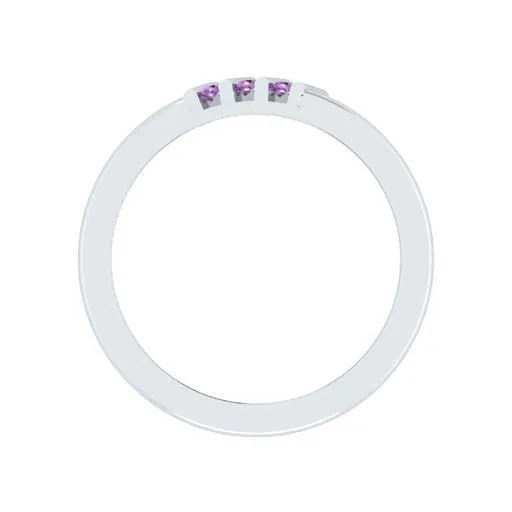 EternalDia Round Shape 0.5 Ct D/VVS1 Diamond Three Stone Slant Anniversary Band Ring In 925 Sterling Silver