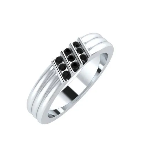 EternalDia Round Shape 0.5 Ct D/VVS1 Diamond Three Stone Slant Anniversary Band Ring In 925 Sterling Silver