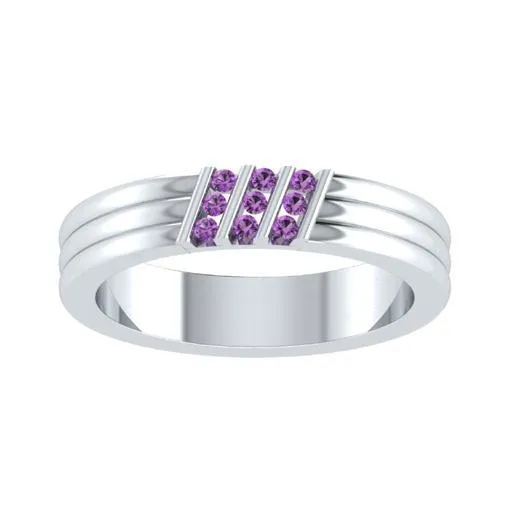 EternalDia Round Shape 0.5 Ct D/VVS1 Diamond Three Stone Slant Anniversary Band Ring In 925 Sterling Silver