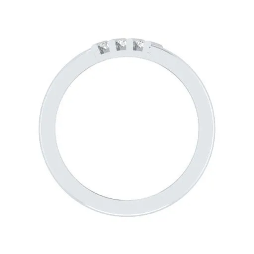 EternalDia Round Shape 0.5 Ct D/VVS1 Diamond Three Stone Slant Anniversary Band Ring In 925 Sterling Silver