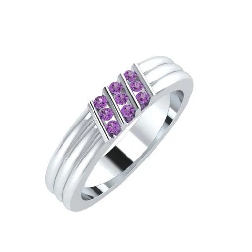 EternalDia Round Shape 0.5 Ct D/VVS1 Diamond Three Stone Slant Anniversary Band Ring In 925 Sterling Silver