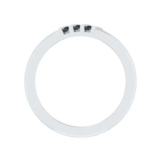 EternalDia Round Shape 0.5 Ct D/VVS1 Diamond Three Stone Slant Anniversary Band Ring In 925 Sterling Silver
