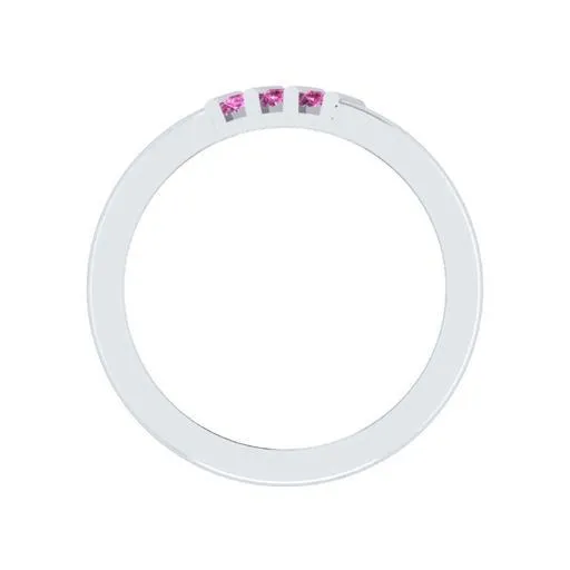 EternalDia Round Shape 0.5 Ct D/VVS1 Diamond Three Stone Slant Anniversary Band Ring In 925 Sterling Silver