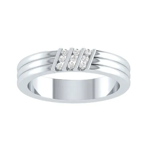 EternalDia Round Shape 0.5 Ct D/VVS1 Diamond Three Stone Slant Anniversary Band Ring In 925 Sterling Silver