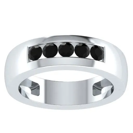 EternalDia Round Shape 0.5 Ct D/VVS1 Simulated Diamond Five-Stone Wedding Band Ring In 925 Sterling Silver