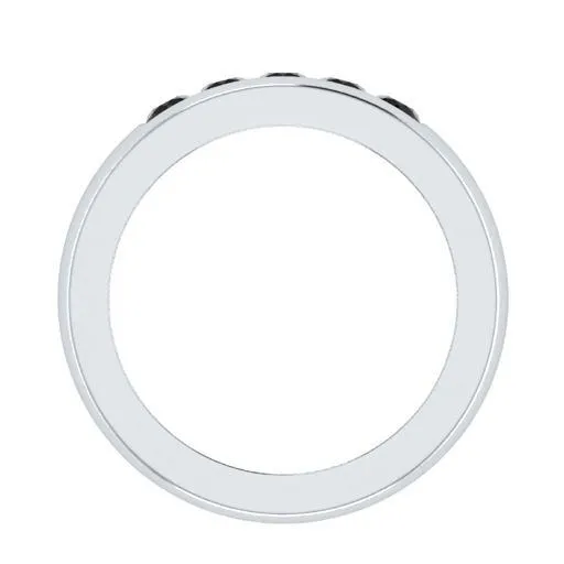 EternalDia Round Shape 0.5 Ct D/VVS1 Simulated Diamond Five-Stone Wedding Band Ring In 925 Sterling Silver
