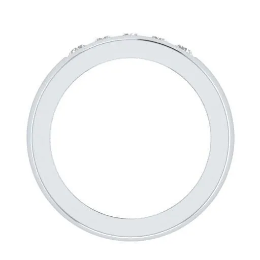 EternalDia Round Shape 0.5 Ct D/VVS1 Simulated Diamond Five-Stone Wedding Band Ring In 925 Sterling Silver
