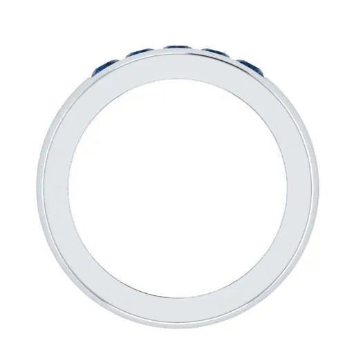 EternalDia Round Shape 0.5 Ct D/VVS1 Simulated Diamond Five-Stone Wedding Band Ring In 925 Sterling Silver