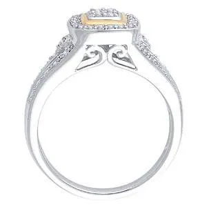 EternalDia Round Shape 1/4 Ct Quad Diamond Cushio Frame Promise Ring in 10K Two-Tone Gold
