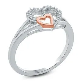 EternalDia White Diamond split shank Double Heart Ring