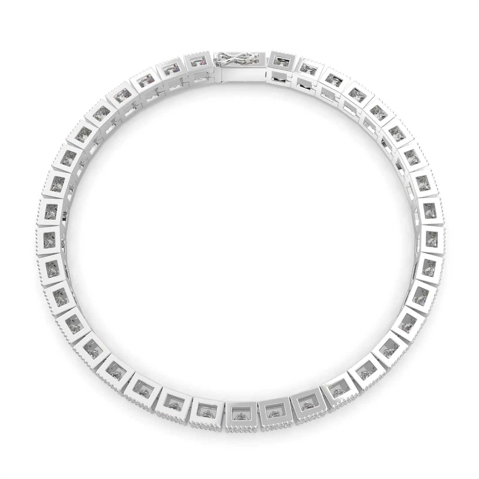 Eudoxia Princess Cut Diamond Tennis Bracelet Milgrain Bezel (8 ctw)