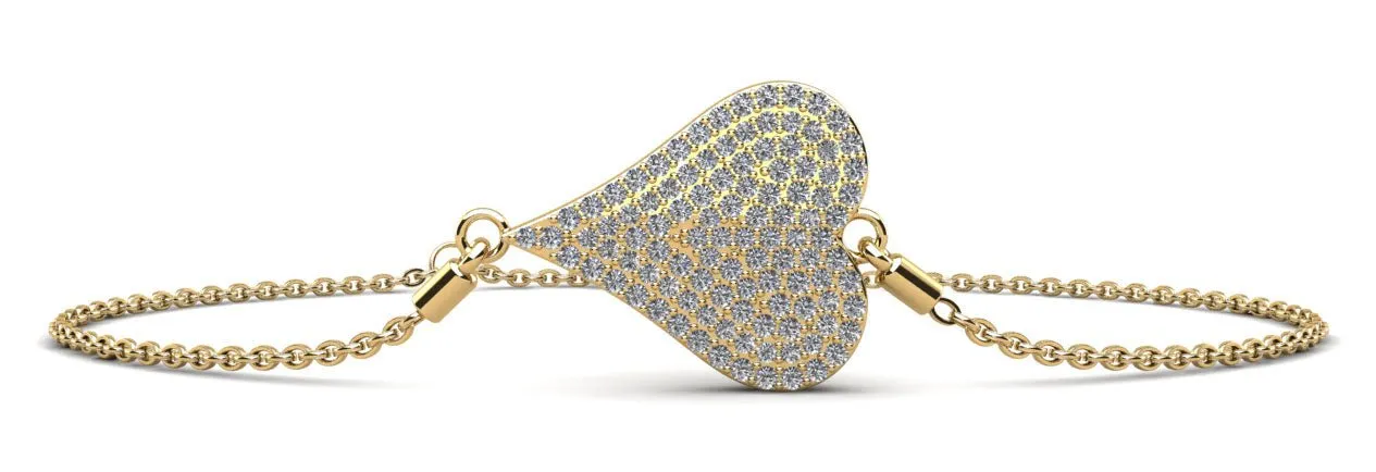 Exquisite Heart Diamond Adjustable Lab-Grown Diamond Bracelet with 0.81 ct.(finished) 1.1mm, 1.2mm