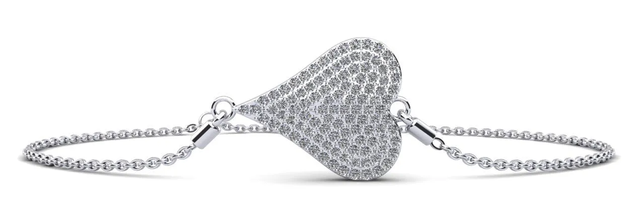 Exquisite Heart Diamond Adjustable Lab-Grown Diamond Bracelet with 0.81 ct.(finished) 1.1mm, 1.2mm