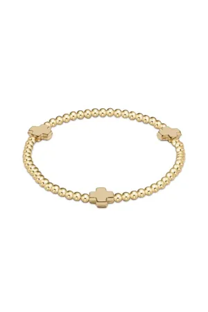 EXTENDS Signature Cross Gold Pattern 3mm Bead Bracelet - Gold